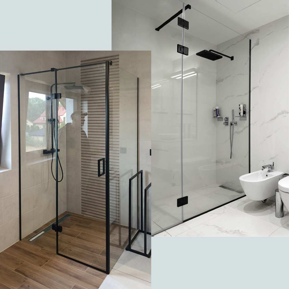 Szklane kabiny prysznicowe wykonane przez Szklarz Radzymin