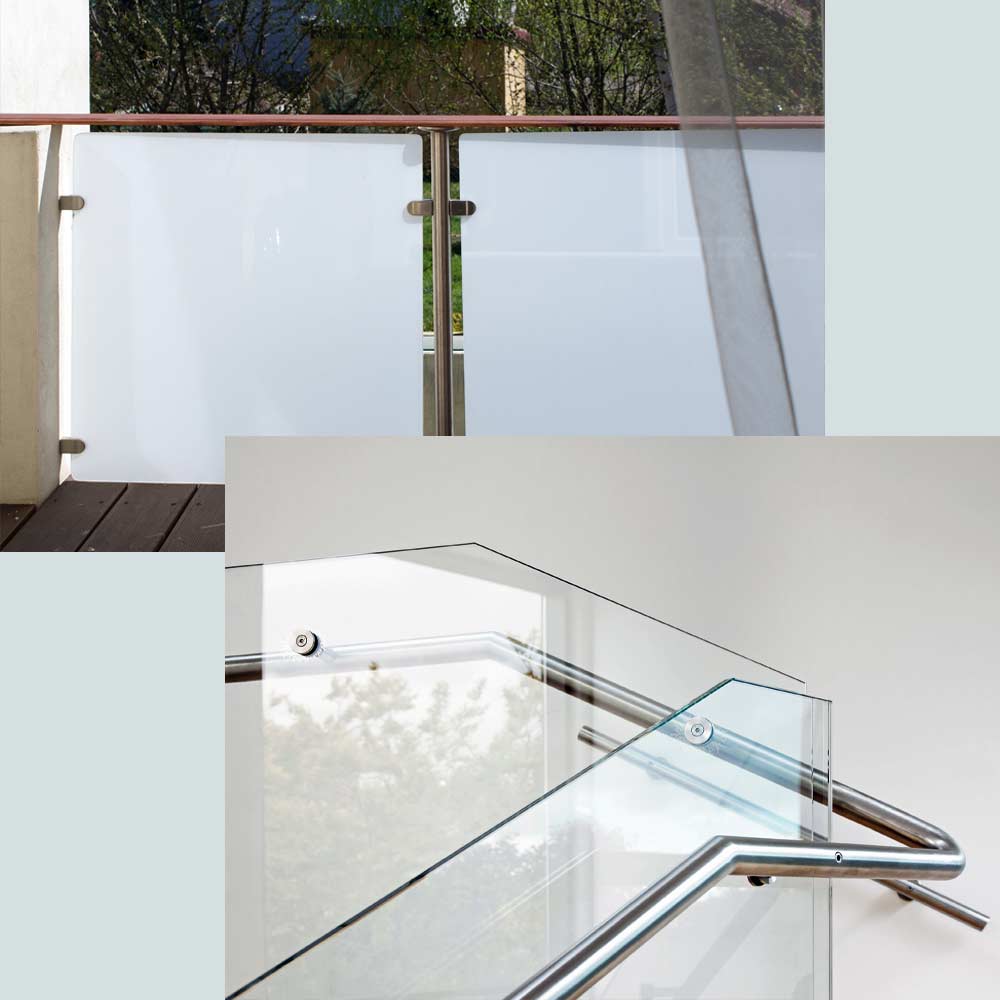 Balustrady szklane zewnętrzna na balkonie i wewnętrzna na schodach, Szklarz Radzymin